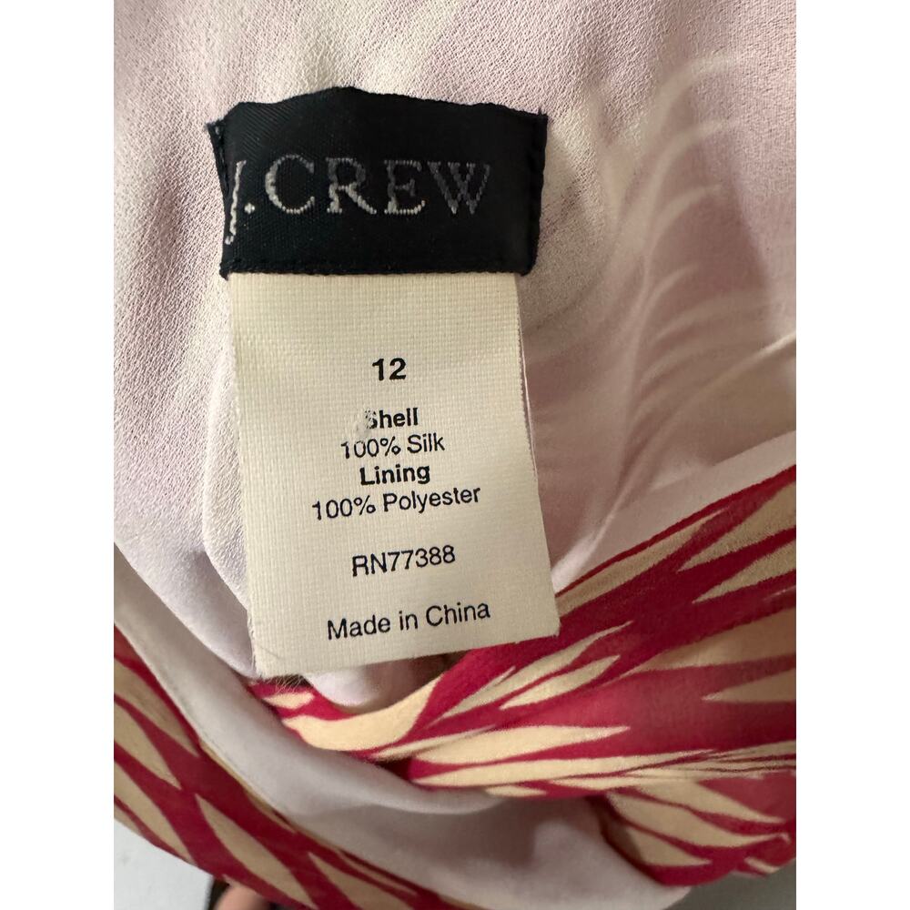 J.Crew Red Silk Midi Dress 12 Abstract Print Cocktail sleeveless v neck dress - Picture 6 of 6